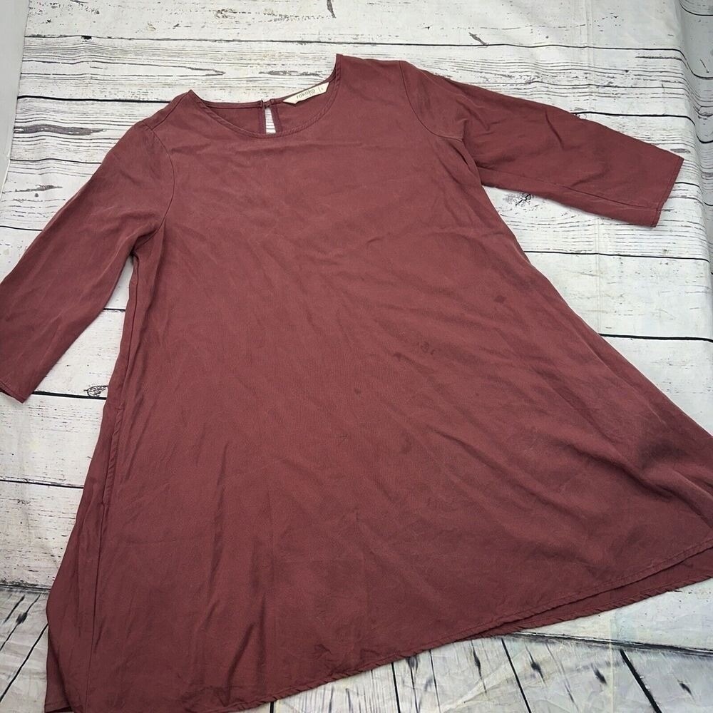Rokoko by Dazz Womens Burgundy Lyocell A-Line Dress Pockets Made in USA L
